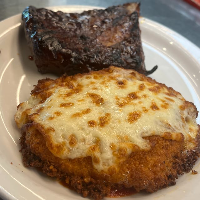 BBQ Ribs & Chicken Parmigiano.