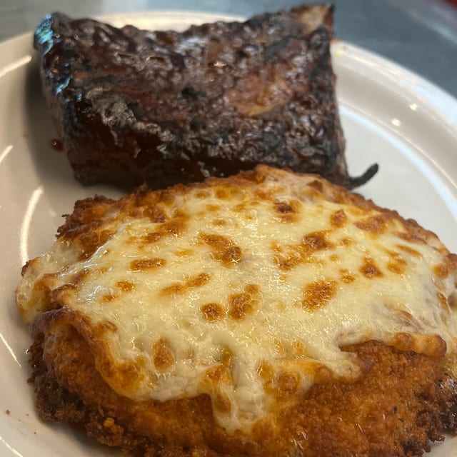 BBQ Ribs & Chicken Parmigiano.