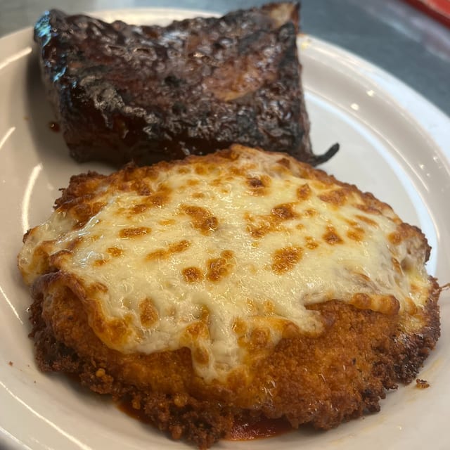 BBQ Ribs & Chicken Parmigiano.
