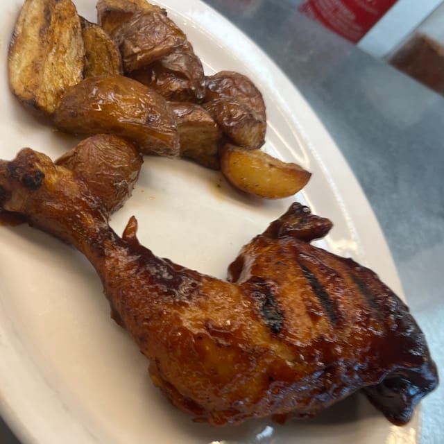 Barbecued Quarter Chicken.